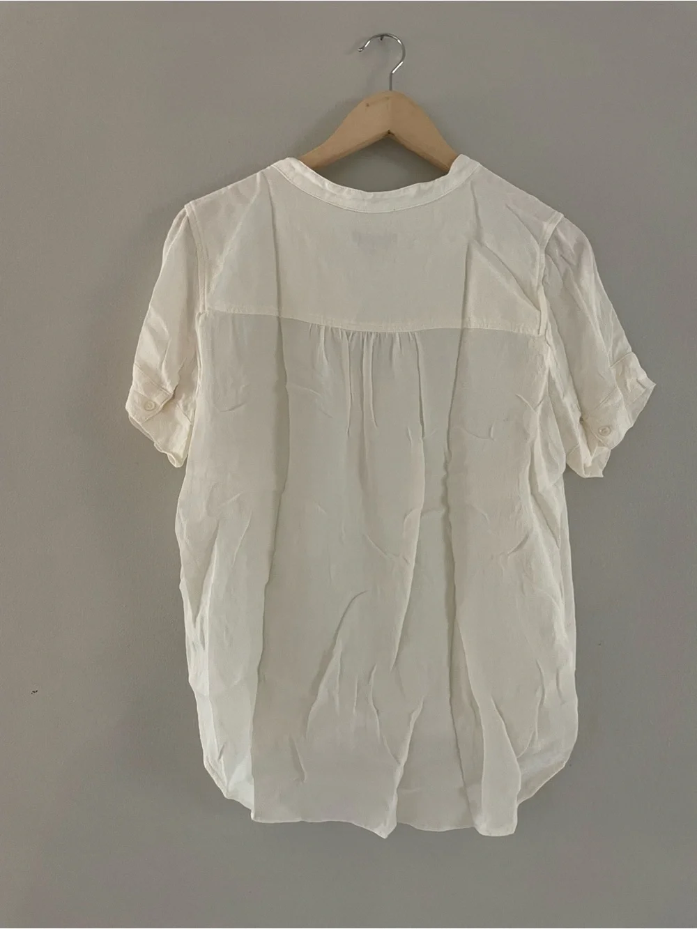 J. Crew Ivory V-Neck Short Sleeve Blouse